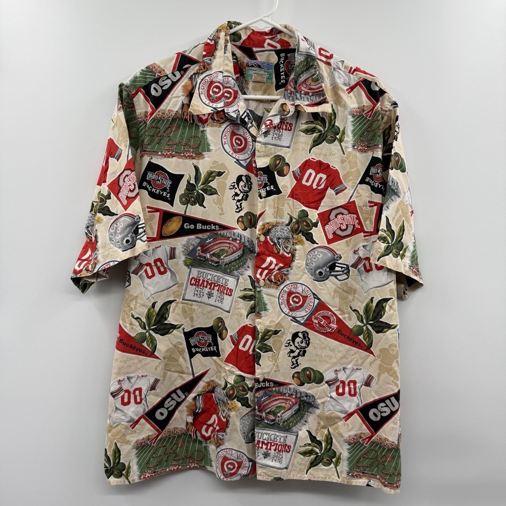 Reyn Spooner Hawaiian The Ohio State Buckeyes Football Shirt Size xl